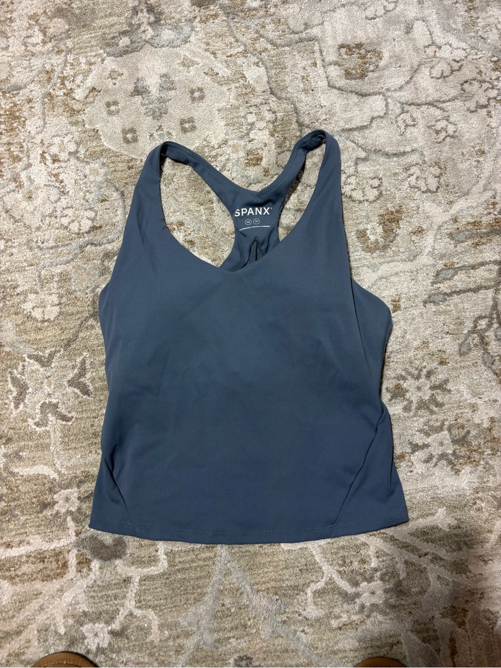 SPANX get moving v neck shelf athletic Slate Blue Racerback Workout Tank